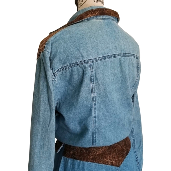 90s denim set embellished shirt & maxi button front skirt - Picture 4 of 10